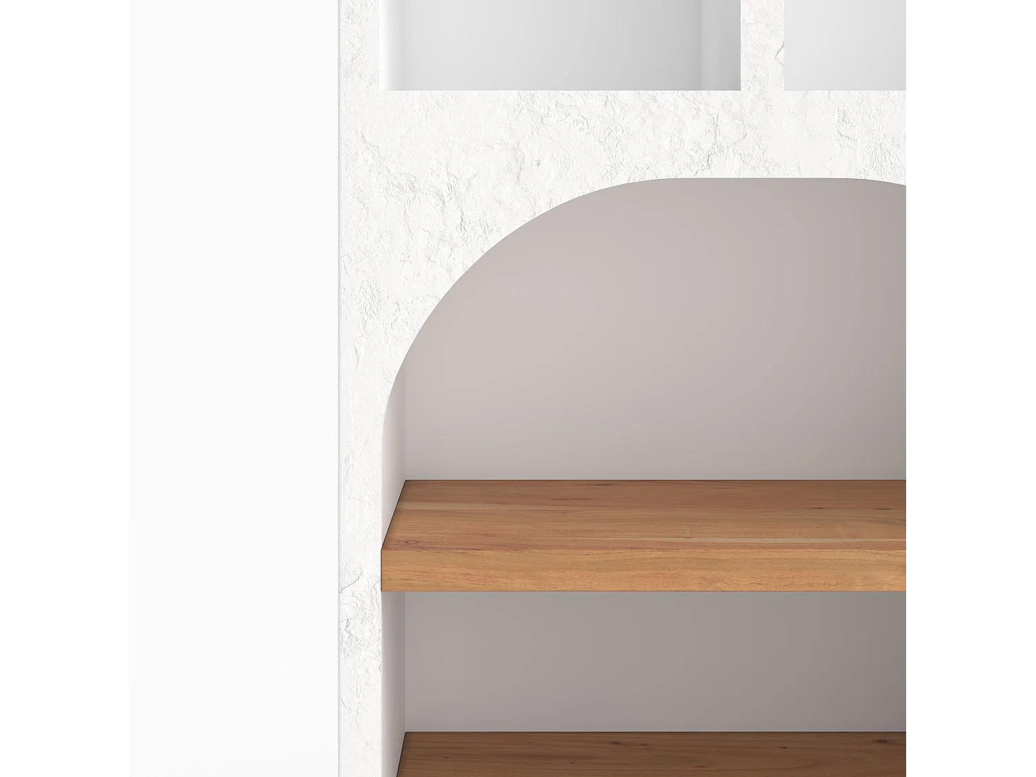 Biblioteca de yeso blanco roto y madera de acacia - Fira