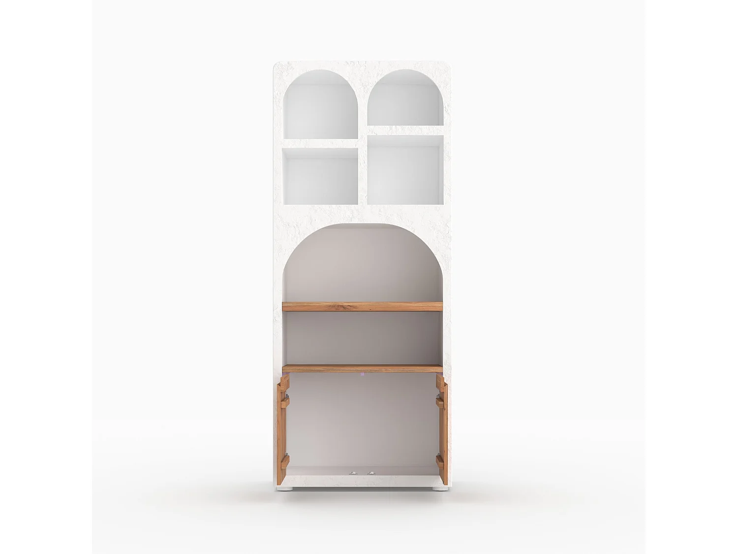 Biblioteca de yeso blanco roto y madera de acacia - Fira