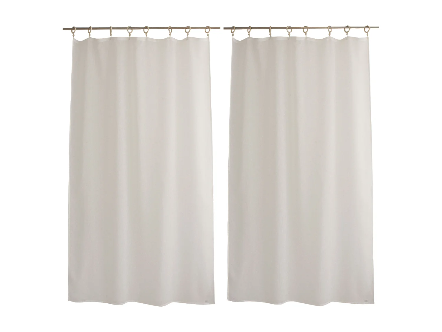 2 voilages à œillets en bois, 140x240cm, écru, aspect lin, Collection Natura, CMADECO