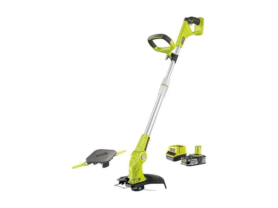 Hybrydowa podkaszarka Ryobi 18V ONE+ Ø 25-30 cm z akumulatorem 2,5 Ah, szybka ładowarka i teleskopową rurą