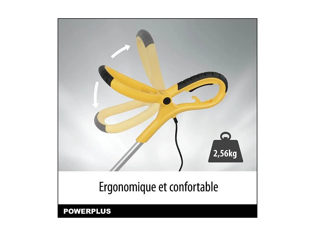 Coupe-bordures électrique POWERPLUS POWXG30033 500 W, tête pivotante, manche télescopique jaune et noir