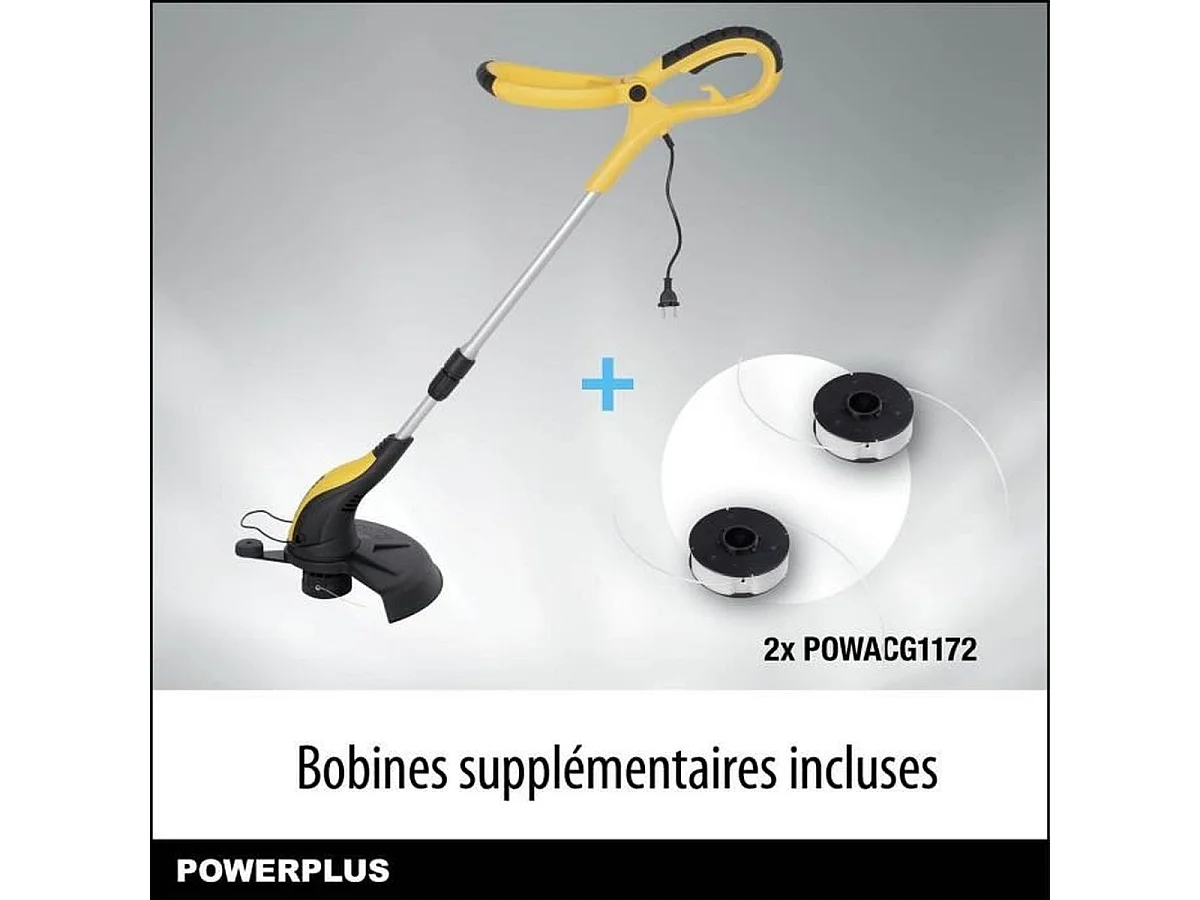 Coupe-bordures électrique POWERPLUS POWXG30033 500 W, tête pivotante, manche télescopique jaune et noir