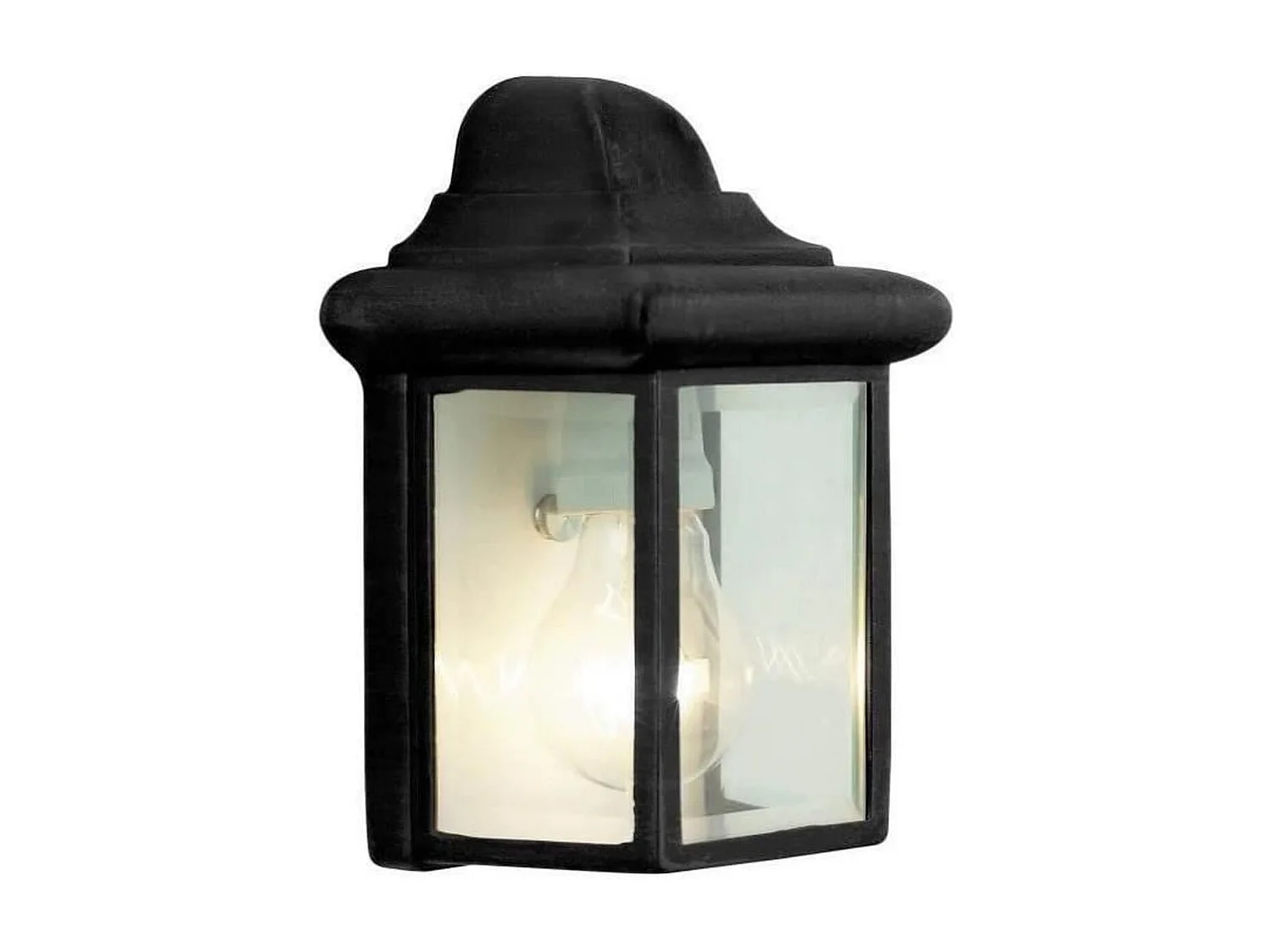 Klassieke zwarte buitenwandlamp NISSIE E27 40W transparant glas, compact en elegant design