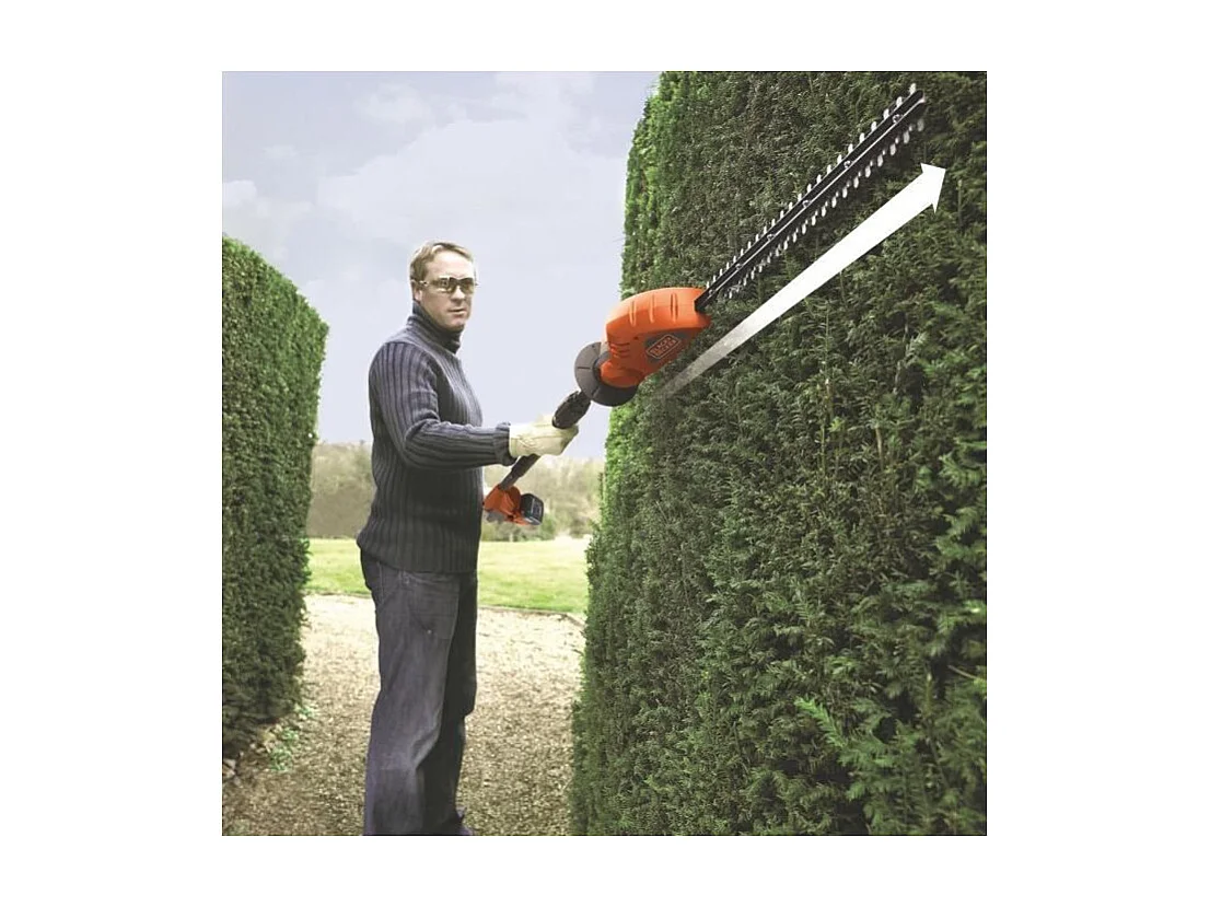 BLACK+DECKER Taille-Haie Longue Portée 43 cm 18V 2 Ah GTC1843L20-QW - Lames Affutées Au Diamant