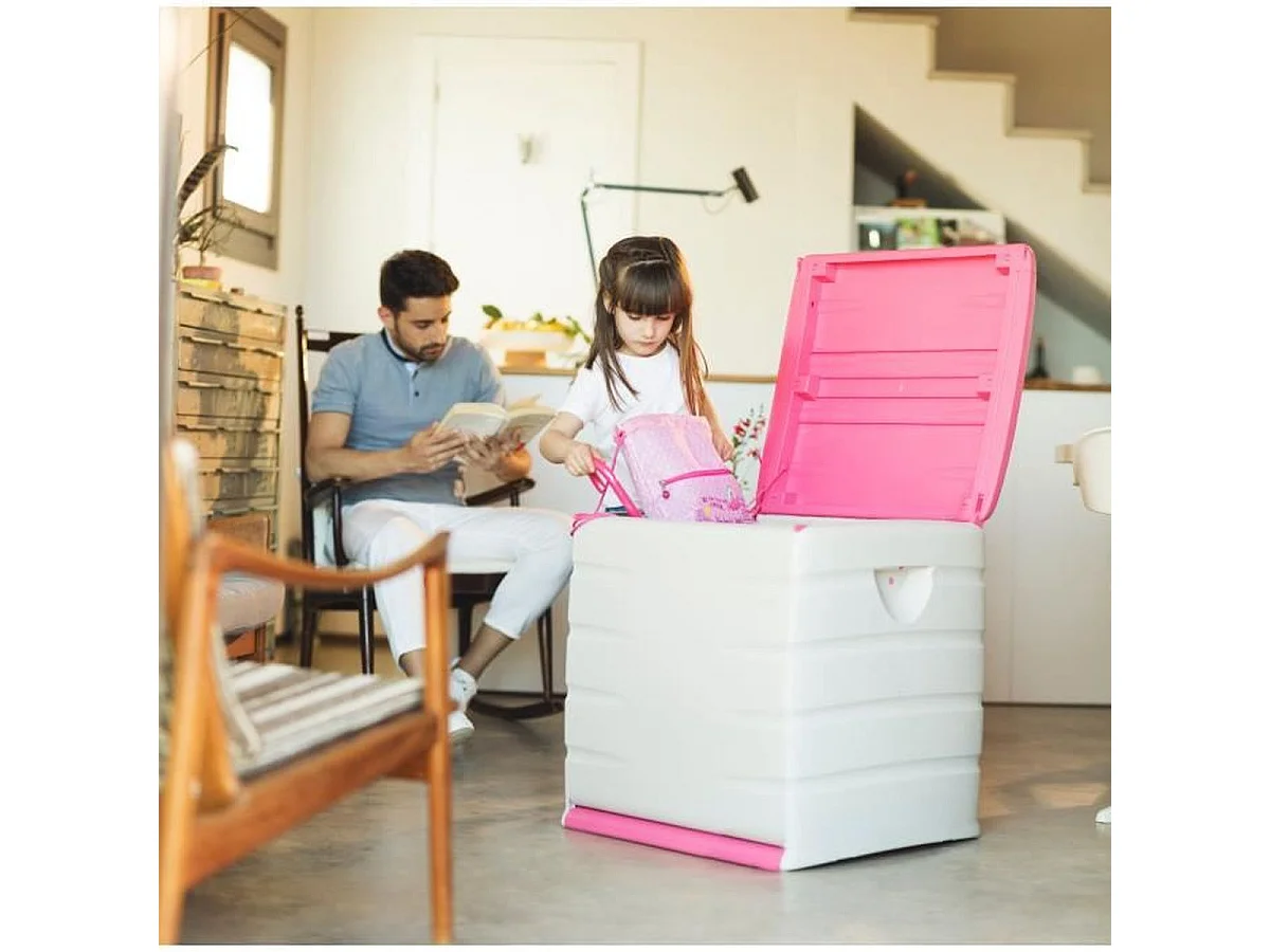 Coffre de rangement extérieur PLASTIKEN Space Saver verrouillable à roulettes 190 L fuchsia