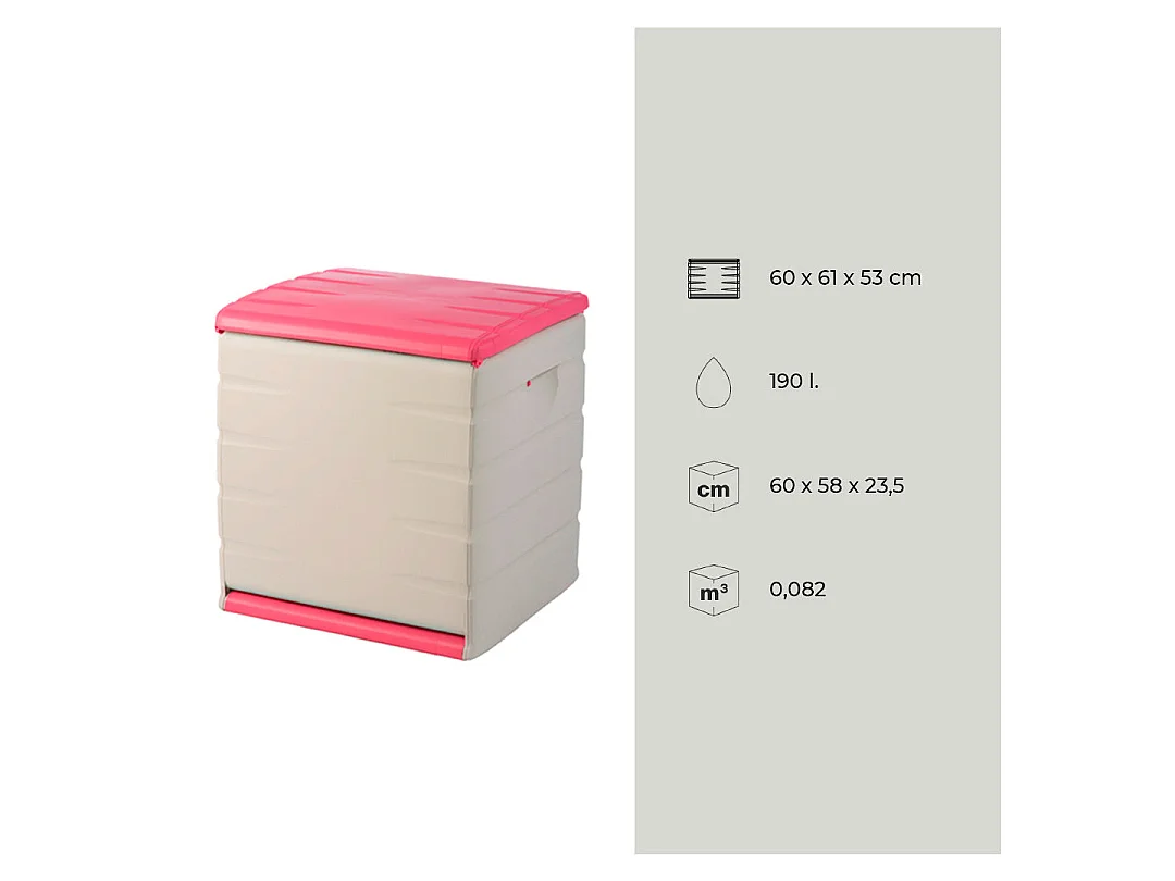 Coffre de rangement extérieur PLASTIKEN Space Saver verrouillable à roulettes 190 L fuchsia