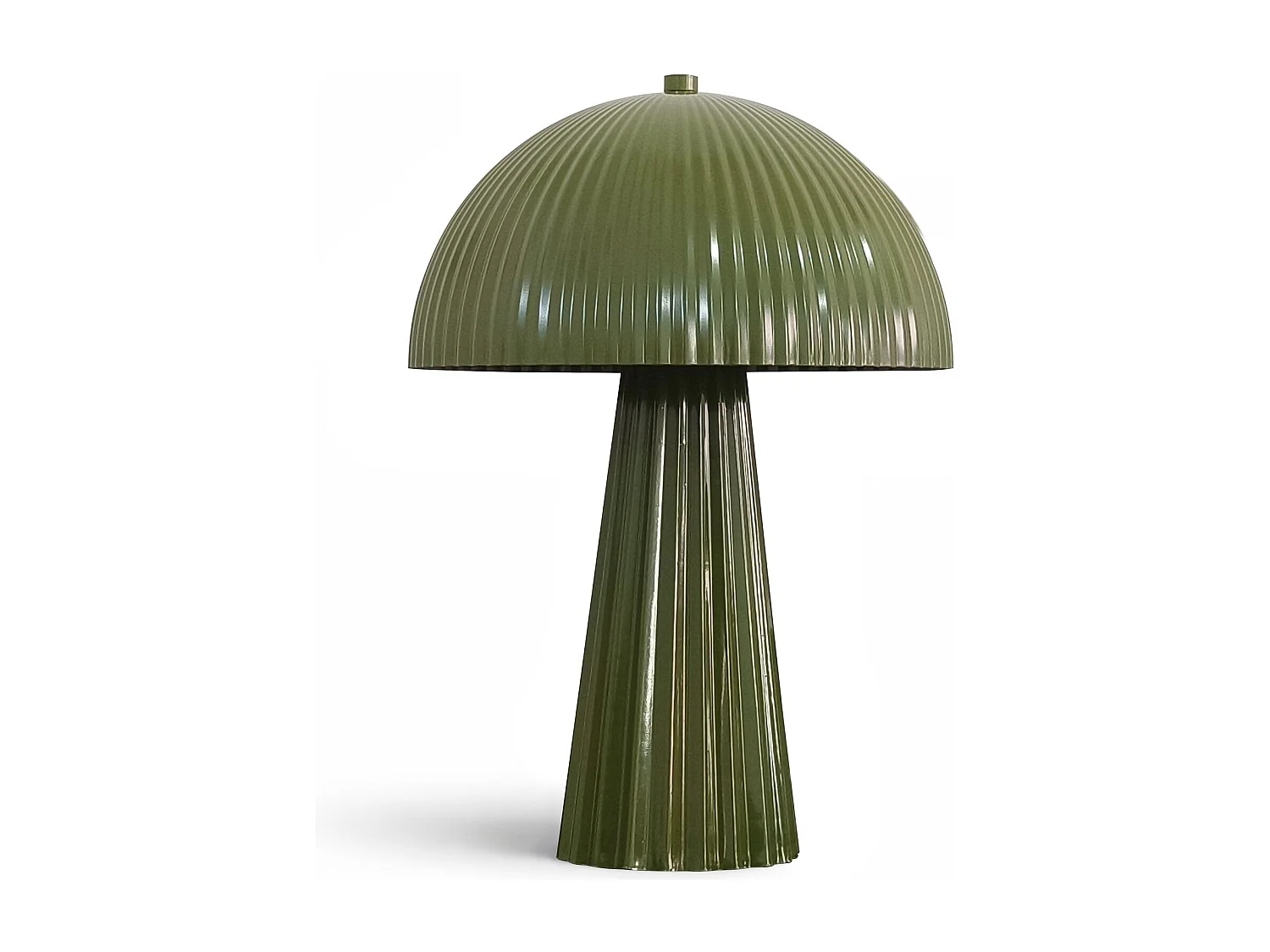 Now's Home - Lampe à Poser En Métal Strié Olive Brillant 25x25x36cm Thalia