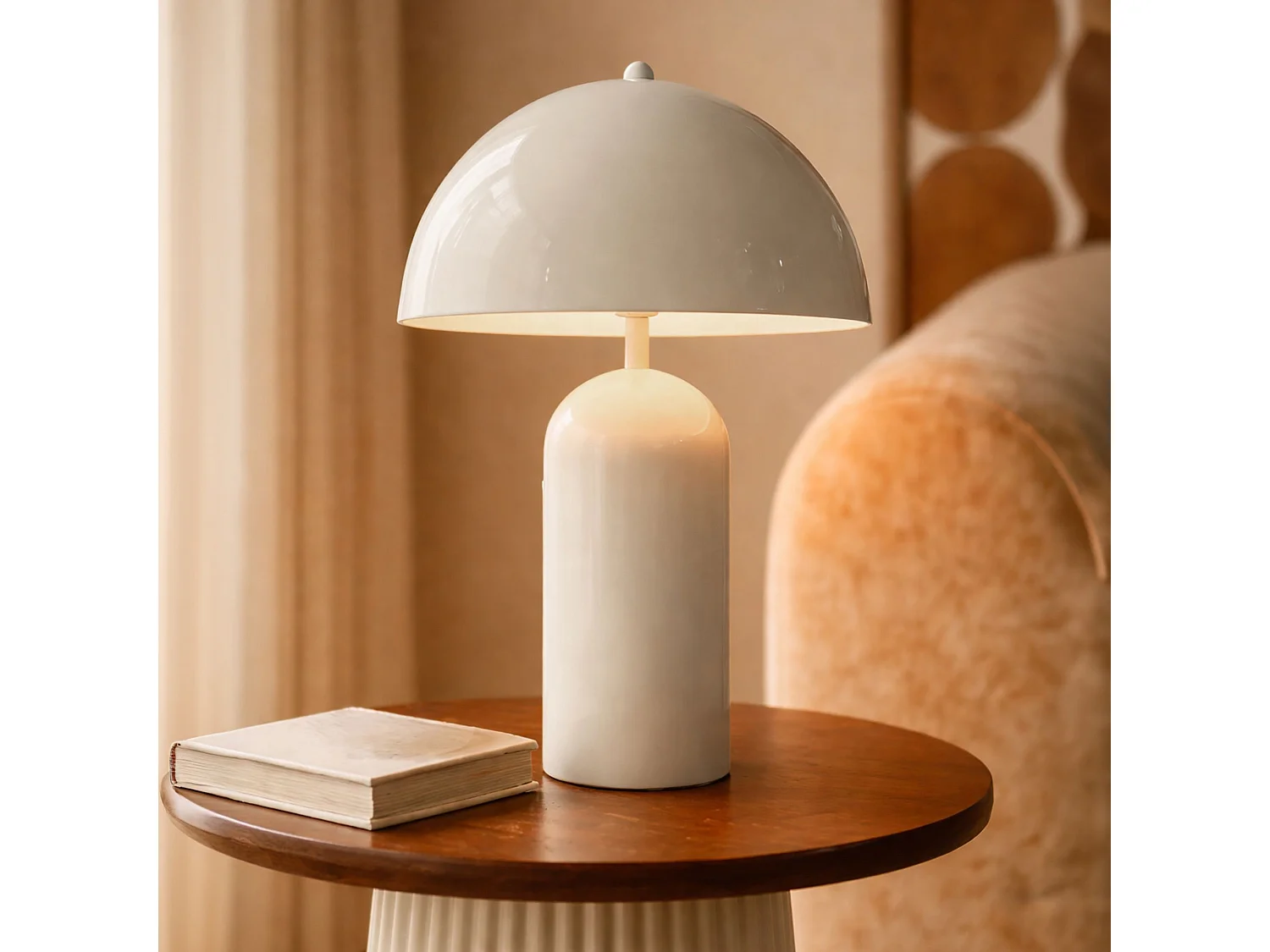 Now's Home - Lampe à Poser En Métal Ecru Brillant 25x25x37cm Chloe