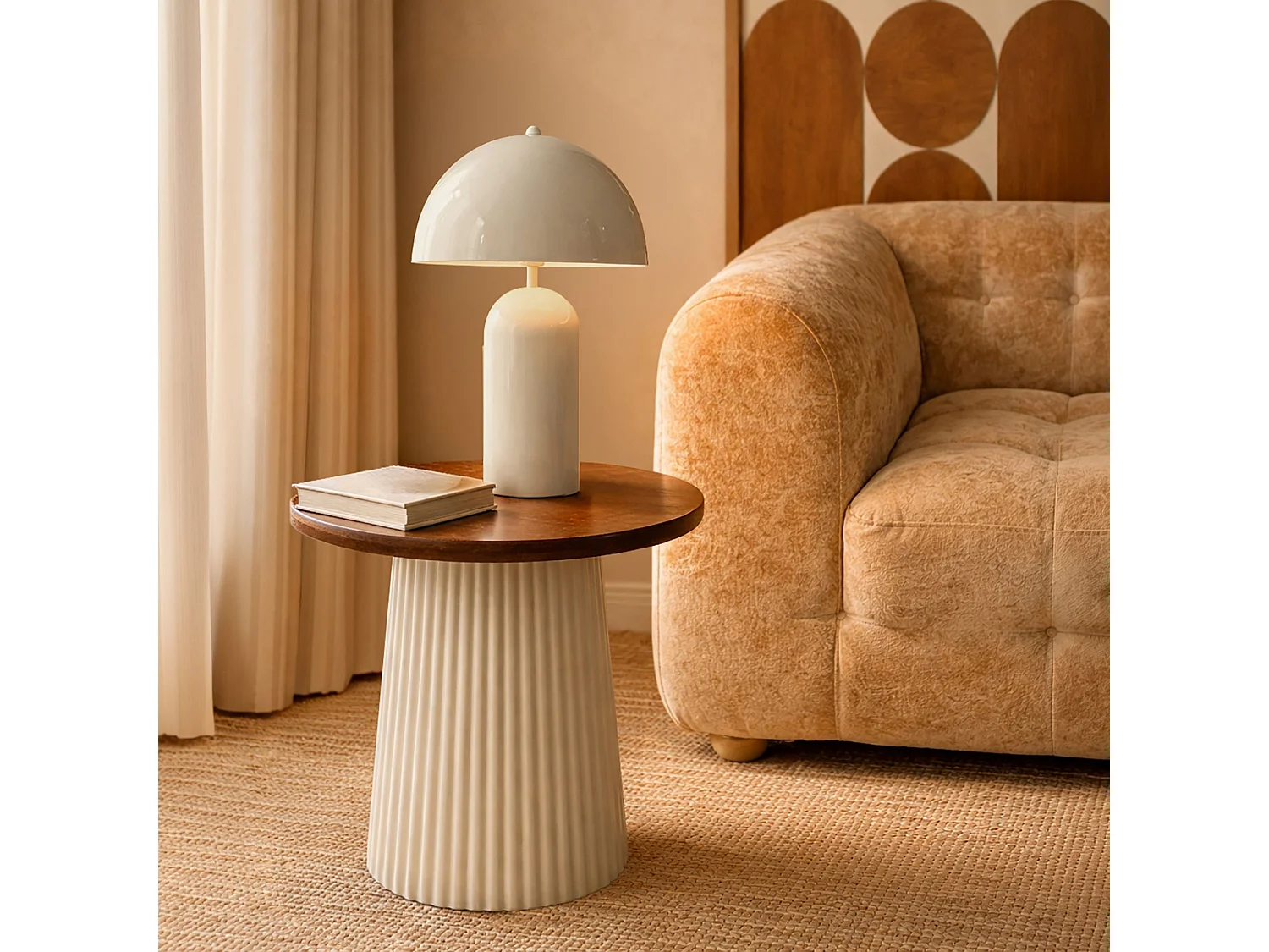 Now's Home - Lampe à Poser En Métal Ecru Brillant 25x25x37cm Chloe