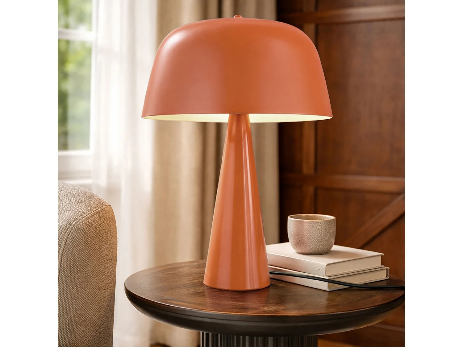 Now's Home - Lampe à Poser En Métal Terracotta  Mat 30x30x40cm Kalysta