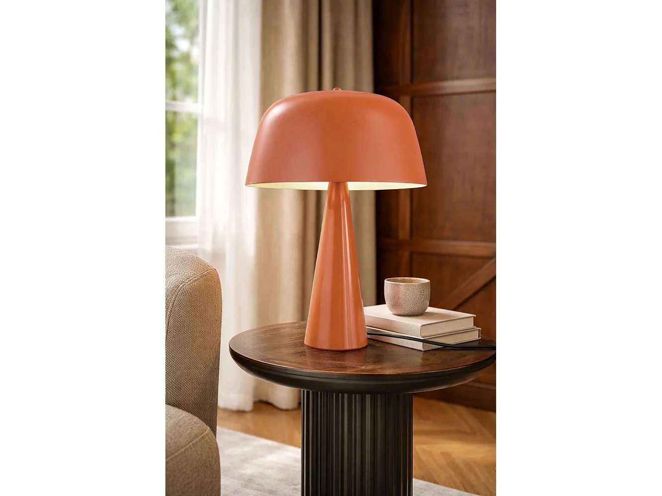 Now's Home - Lampe à Poser En Métal Terracotta  Mat 30x30x40cm Kalysta