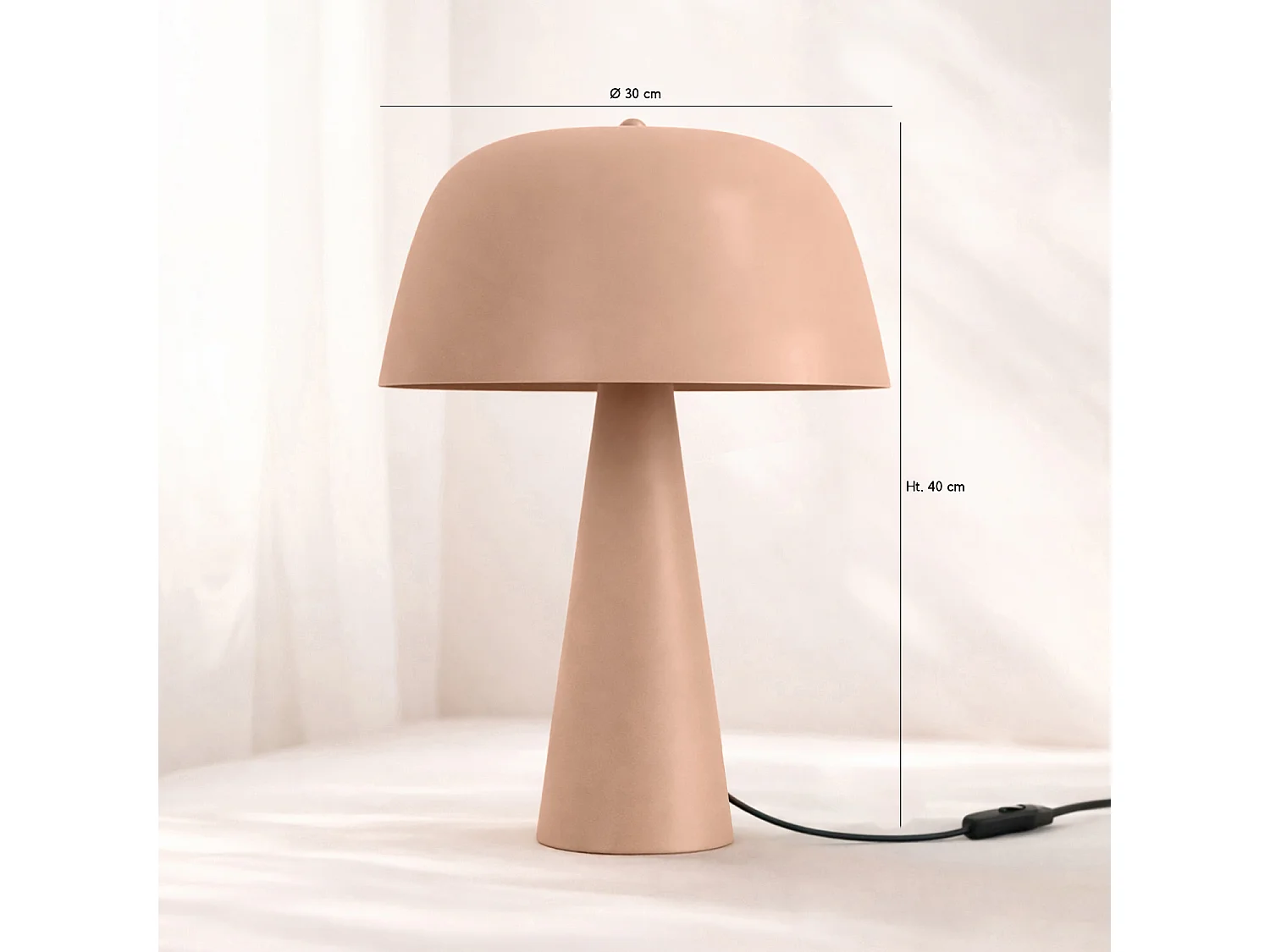 Now's Home - Lampe à Poser En Métal Nude Mat 30x30x40cm Kalysta