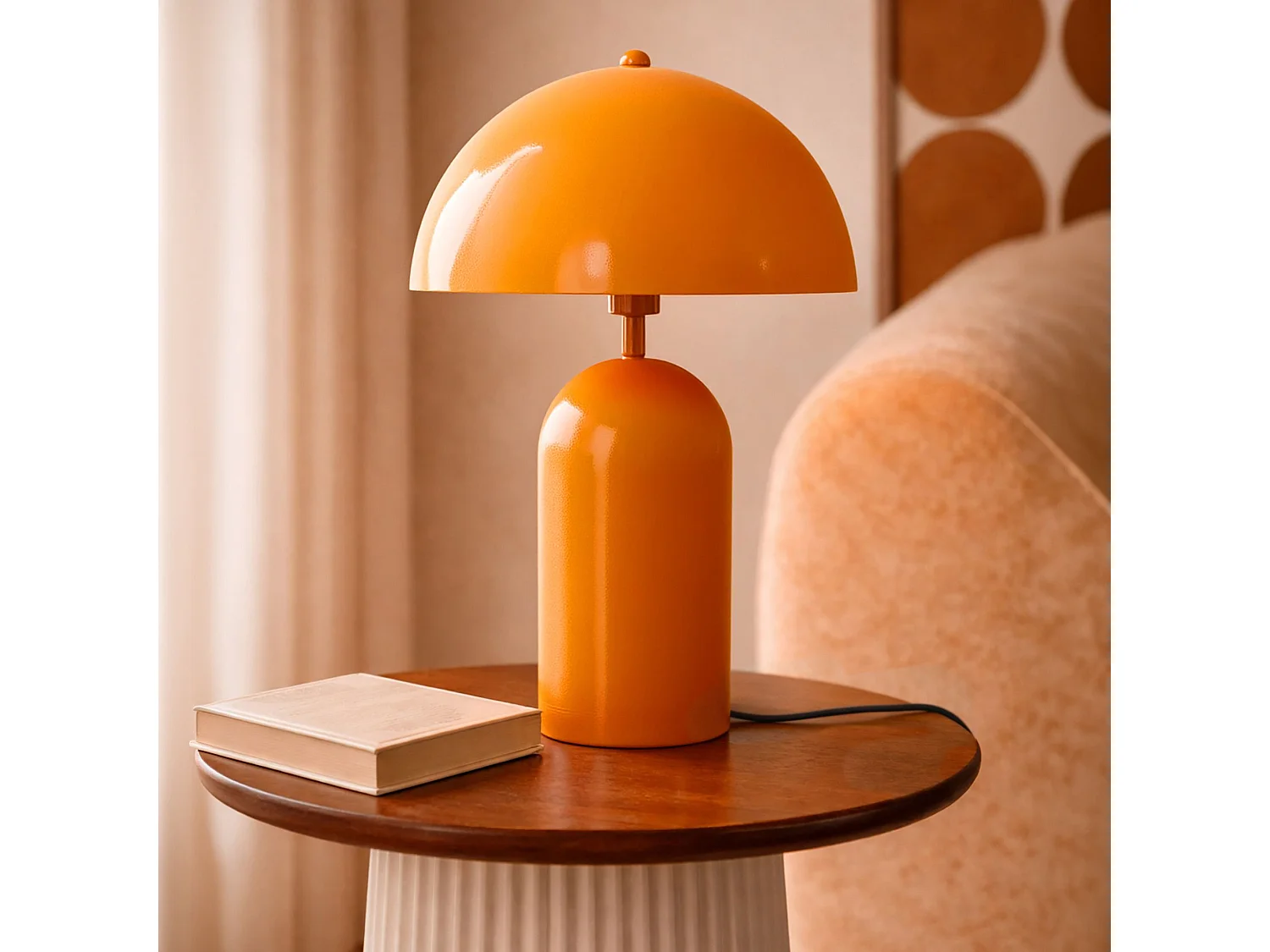 Now's Home - Lampe à Poser En Métal Orange Brillant 25x25x37cm Chloe