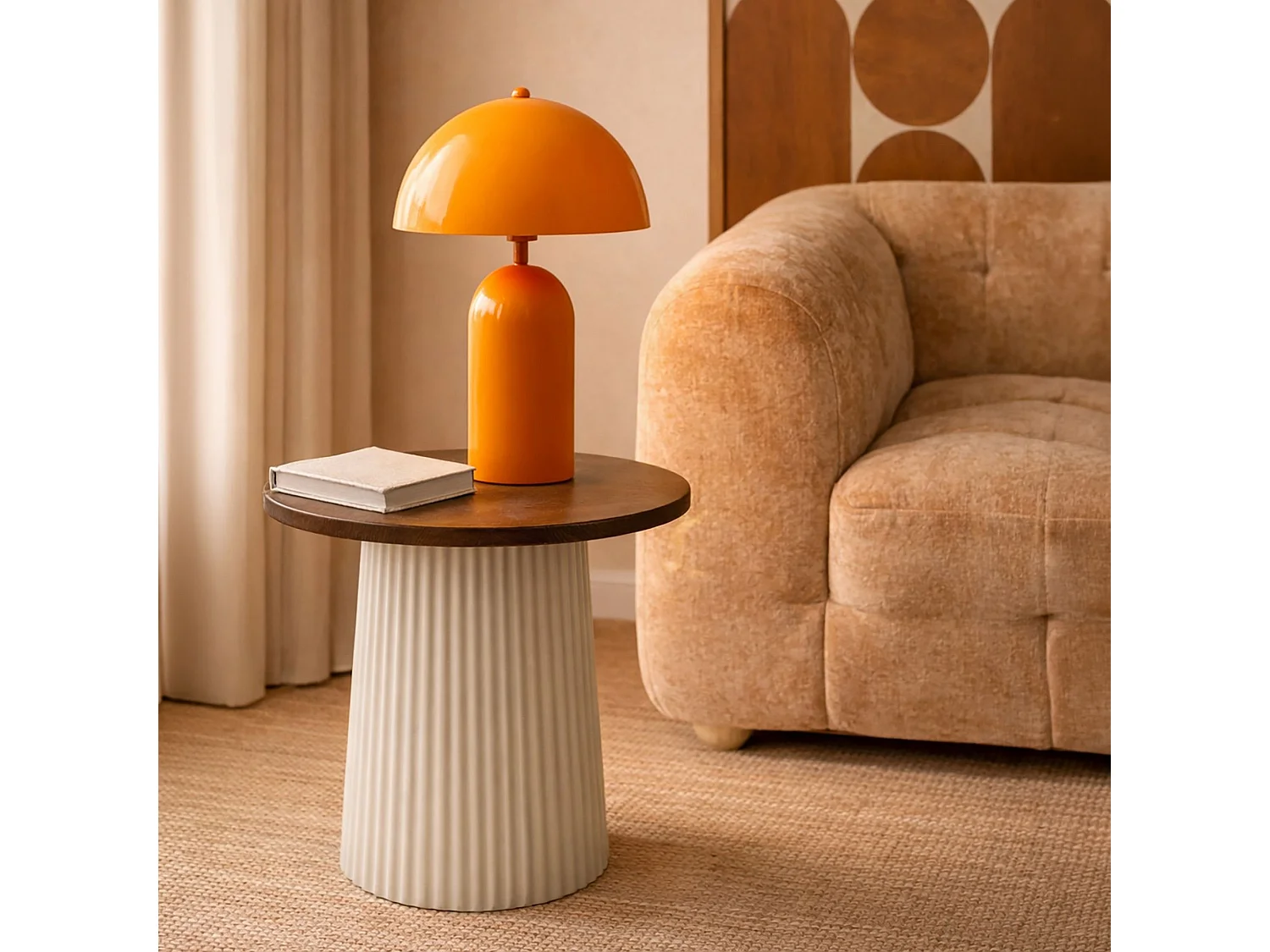 Now's Home - Lampe à Poser En Métal Orange Brillant 25x25x37cm Chloe