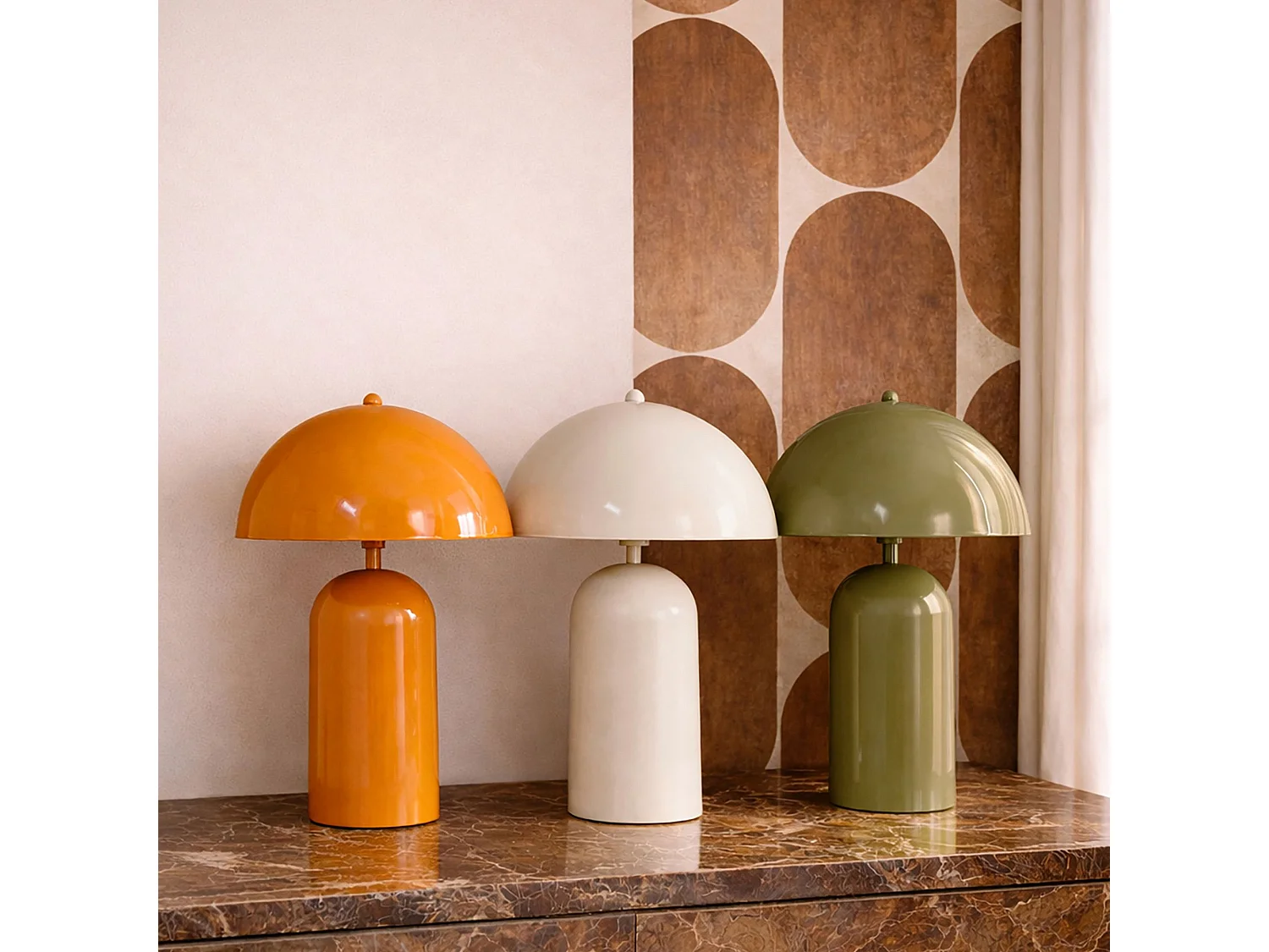 Now's Home - Lampe à Poser En Métal Orange Brillant 25x25x37cm Chloe