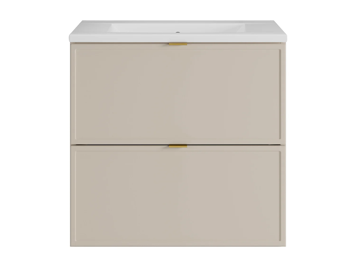 Meuble de salle de bain suspendu avec vasque à encastrer et colonne - Beige - 60 cm - ONDIL