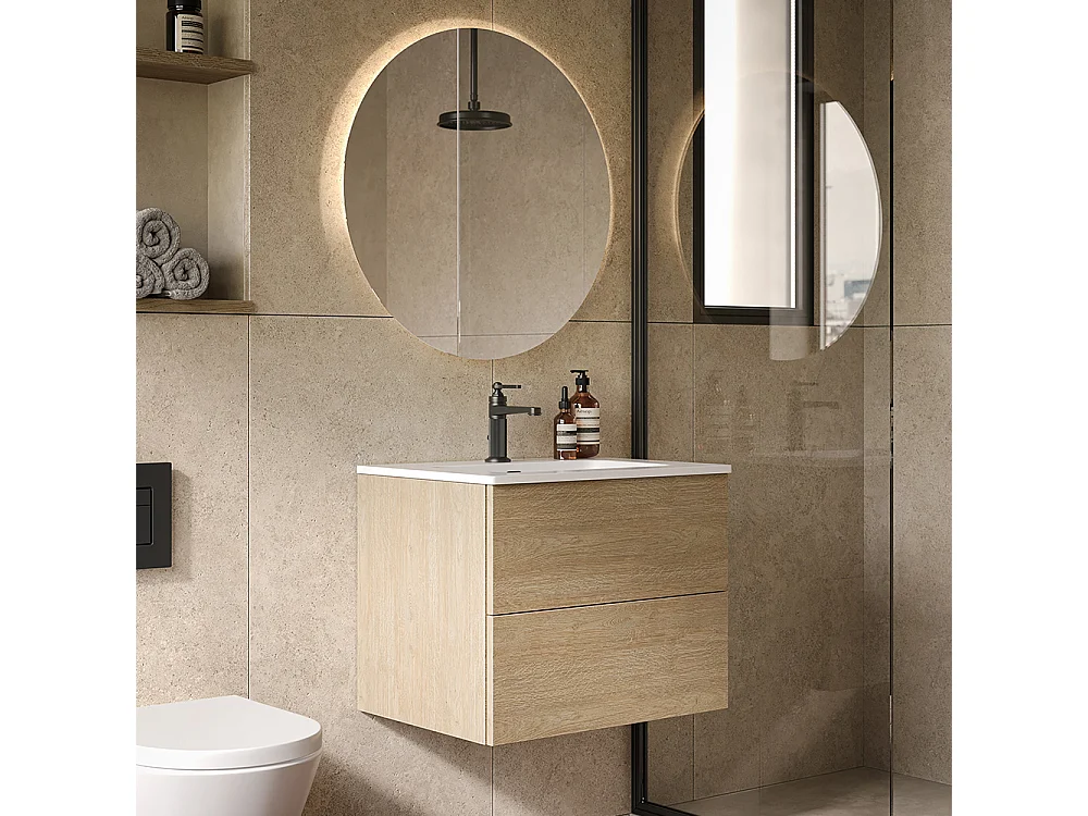 Fil Poli Miroir Rond Lumières Led Rétroéclairées