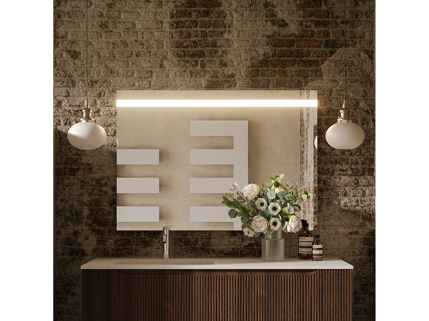 Spiegel Met Geïntegreerde Led-Lamp, Aluminium Frame