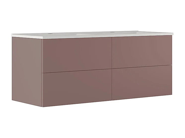 Meuble De Salle De Bain Éthéré, Finition Marron, 4 Tiroirs Et Double Lavabo