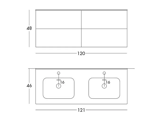 Meuble De Salle De Bain Éthéré, Finition Marron, 4 Tiroirs Et Double Lavabo