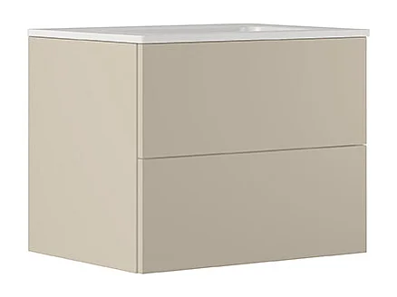 Etherische Badkamerkast, Duifgrijs Afwerking, 2 Lades En Centrale Wastafel