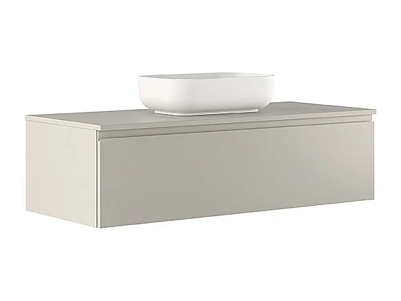 Meuble De Salle De Bain Celyn - 1 Commode Gris Clair - Lavabo Central En Céramique - 32X120