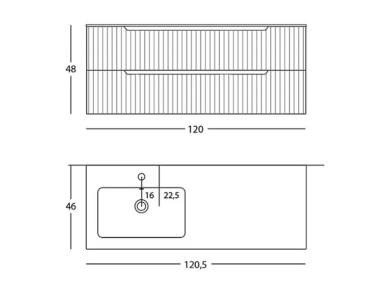 Lynea Badkamerkast Geribbelde Versie, Salieafwerking, 2 Lades En Wastafel Links