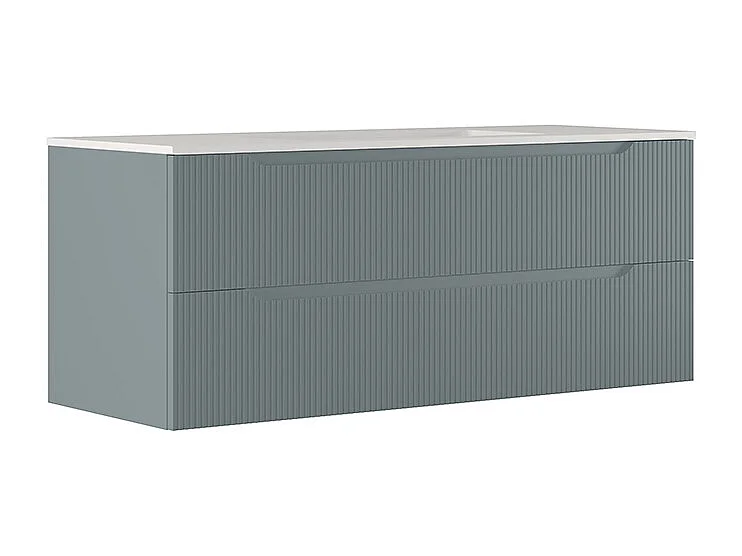 Version Vitrée Lynea À Nervures, Finition Gris Foncé, 2 Tiroirs Et Lavabo Central