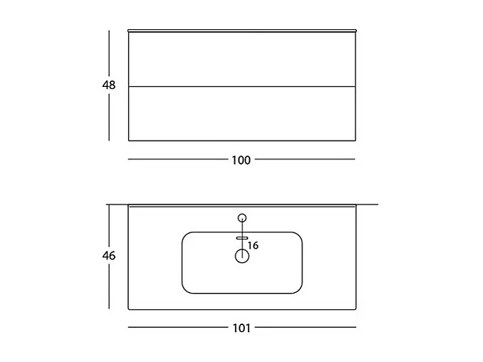 Meuble De Salle De Bain Éthéré, Finition Gris Clair, 2 Tiroirs Et Lavabo Central