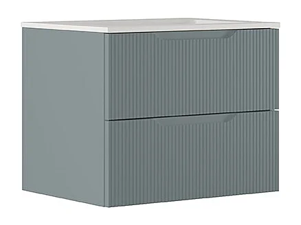 Version Vitrée Lynea À Nervures, Finition Gris Foncé, 2 Tiroirs Et Lavabo Central