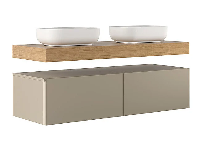 Celyn Badkamerkast - 1 Saliegroene Ladekast - Keramische Centrale Waskom - 32X120