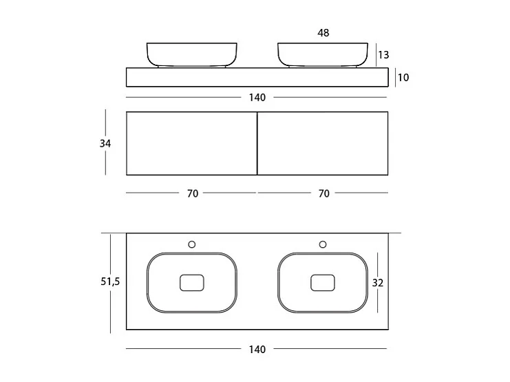Celyn Badkamerkast - 1 Saliegroene Ladekast - Keramische Centrale Waskom - 32X120