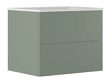 Etherische Badkamerkast, Duifgrijs Afwerking, 2 Lades En Centrale Wastafel