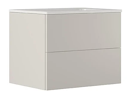 Meuble De Salle De Bain Éthéré, Finition Gris Clair, 2 Tiroirs Et Lavabo Central