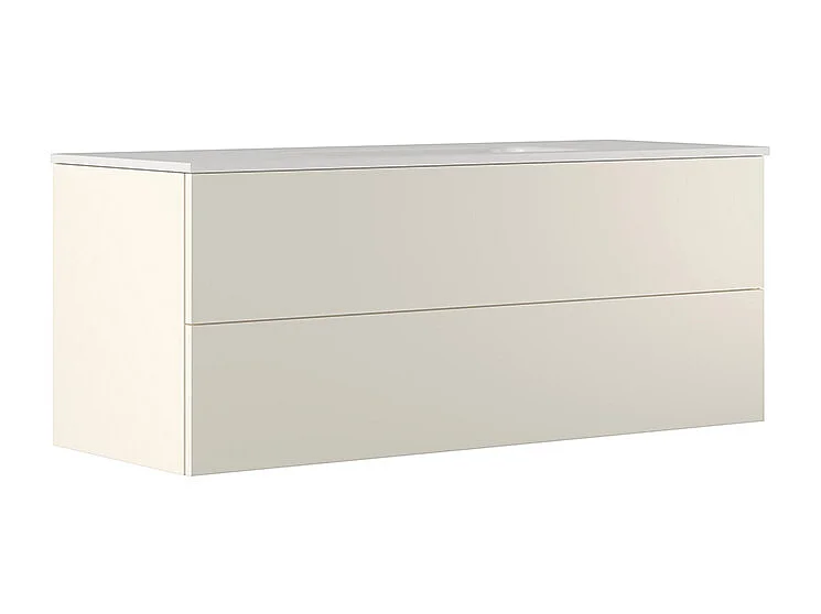 Etherische Badkamerkast, Witte Afwerking, 2 Lades En Centrale Wastafel