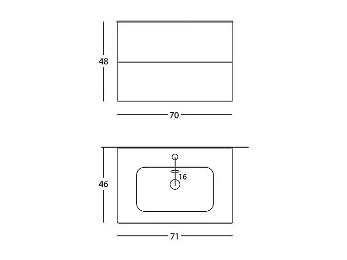 Meuble De Salle De Bain Éthéré, Finition Gris Clair, 2 Tiroirs Et Lavabo Central
