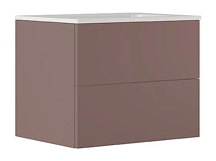 Etherische Badkamerkast, Bruine Afwerking, 2 Lades En Centrale Wastafel