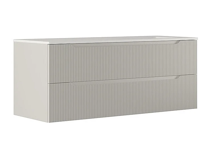 Version Vitrée Lynea Avec Caisse De Salle De Bain, Finition Gris Clair, 2 Tiroirs Et Lavabo À Droite