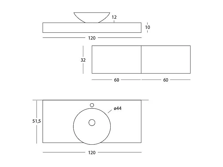 Lumis Badkamerkast - 2 Duifgrijze Ladekast - Canaletto Walnootplank - Keramische Centrale Wastafel - 32X120