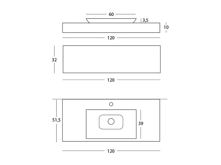 Meuble De Salle De Bain Lumis - 1 Commode Gris Foncé - Étagère En Chêne Naturel - Lavabo Central En Céramique - 32X120