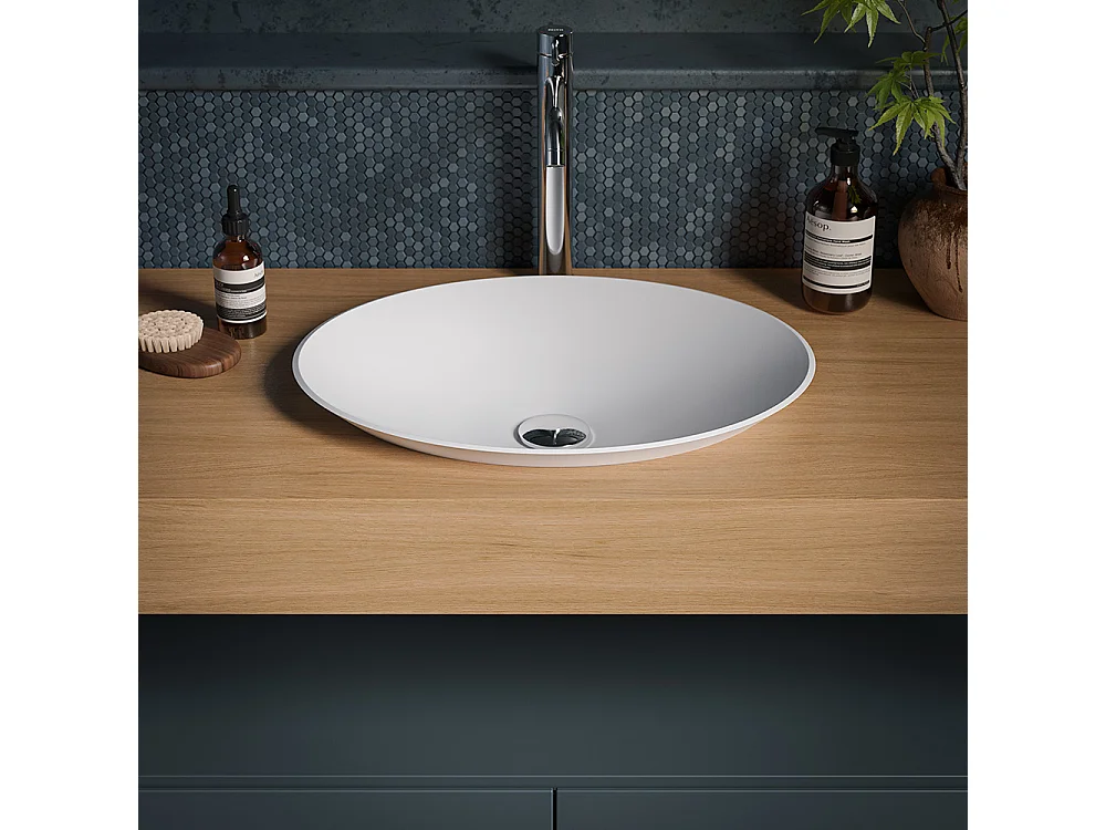 Meuble De Salle De Bain Lumis - 2 Tiroirs Gris Foncé - Étagère En Chêne Naturel - Lavabo Central En Céramique - 32X120