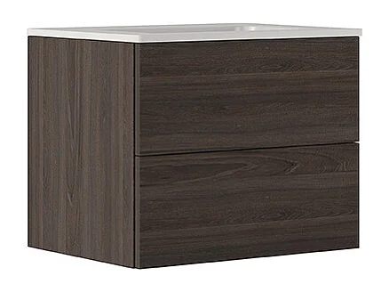 Etherische Badkamerkast, Natuurlijke Eikenhouten Afwerking, 2 Lades En Centrale Wastafel