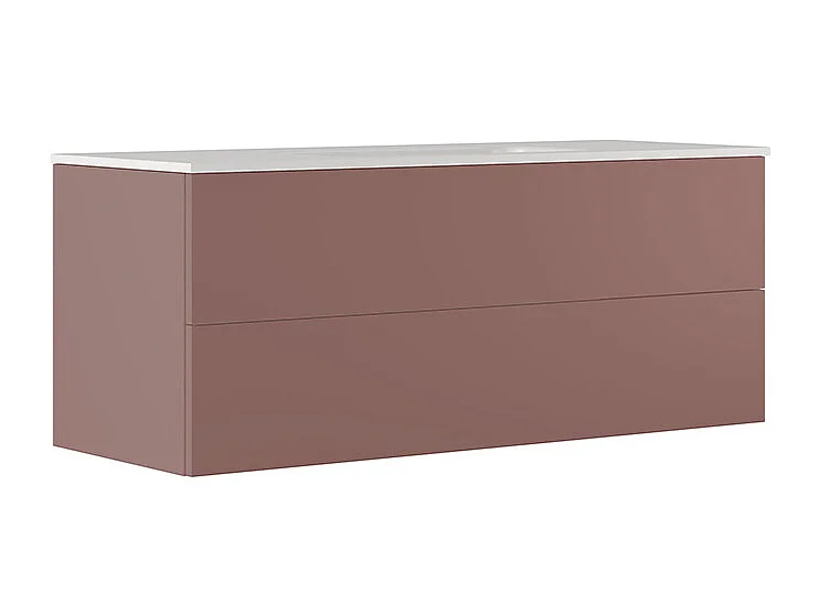 Etherische Badkamerkast, Bruine Afwerking, 2 Lades En Centrale Wastafel