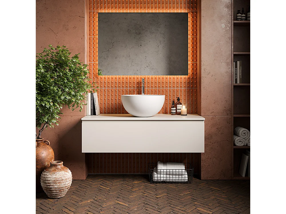 Meuble De Salle De Bain Lumis - 2 Tiroirs Gris Foncé - Étagère En Chêne Naturel - 2 Lavabos En Céramique - 32X120