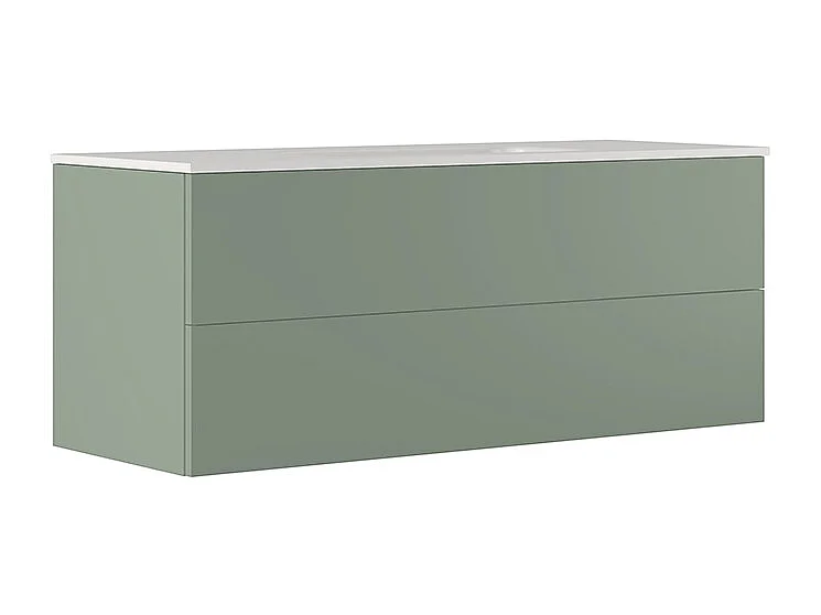 Etherische Badkamerkast, Salieafwerking, 2 Lades En Centrale Wastafel