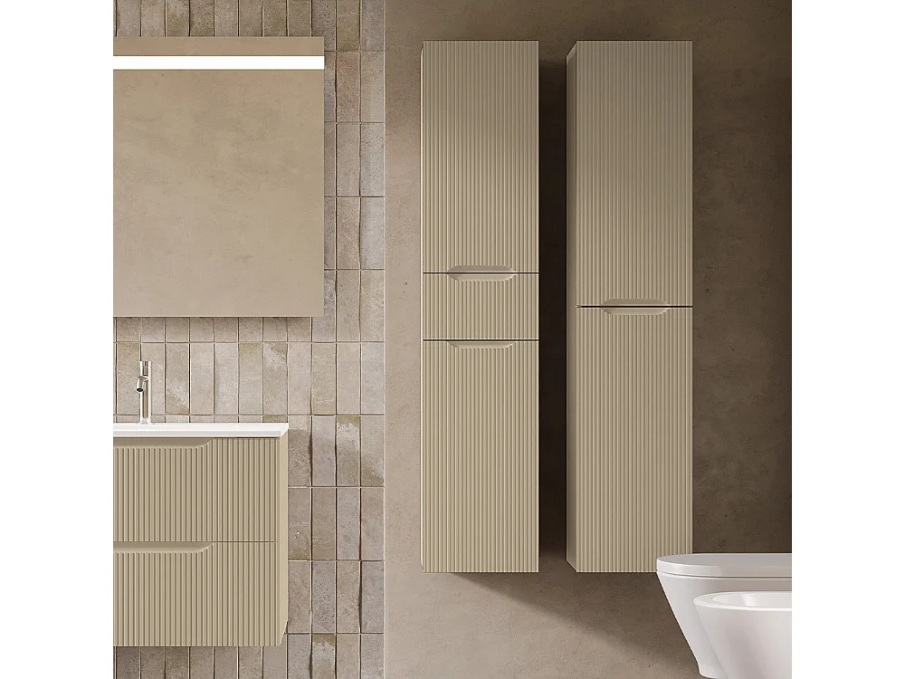 Lynea 2-Deurs Hoge Unit Geribde Versie, Dove-Grijs Afwerking