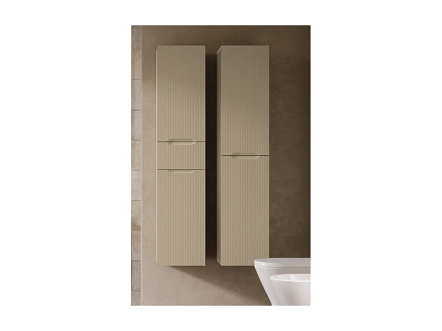 Lynea 2-Deurs Hoge Unit Geribde Versie, Dove-Grijs Afwerking