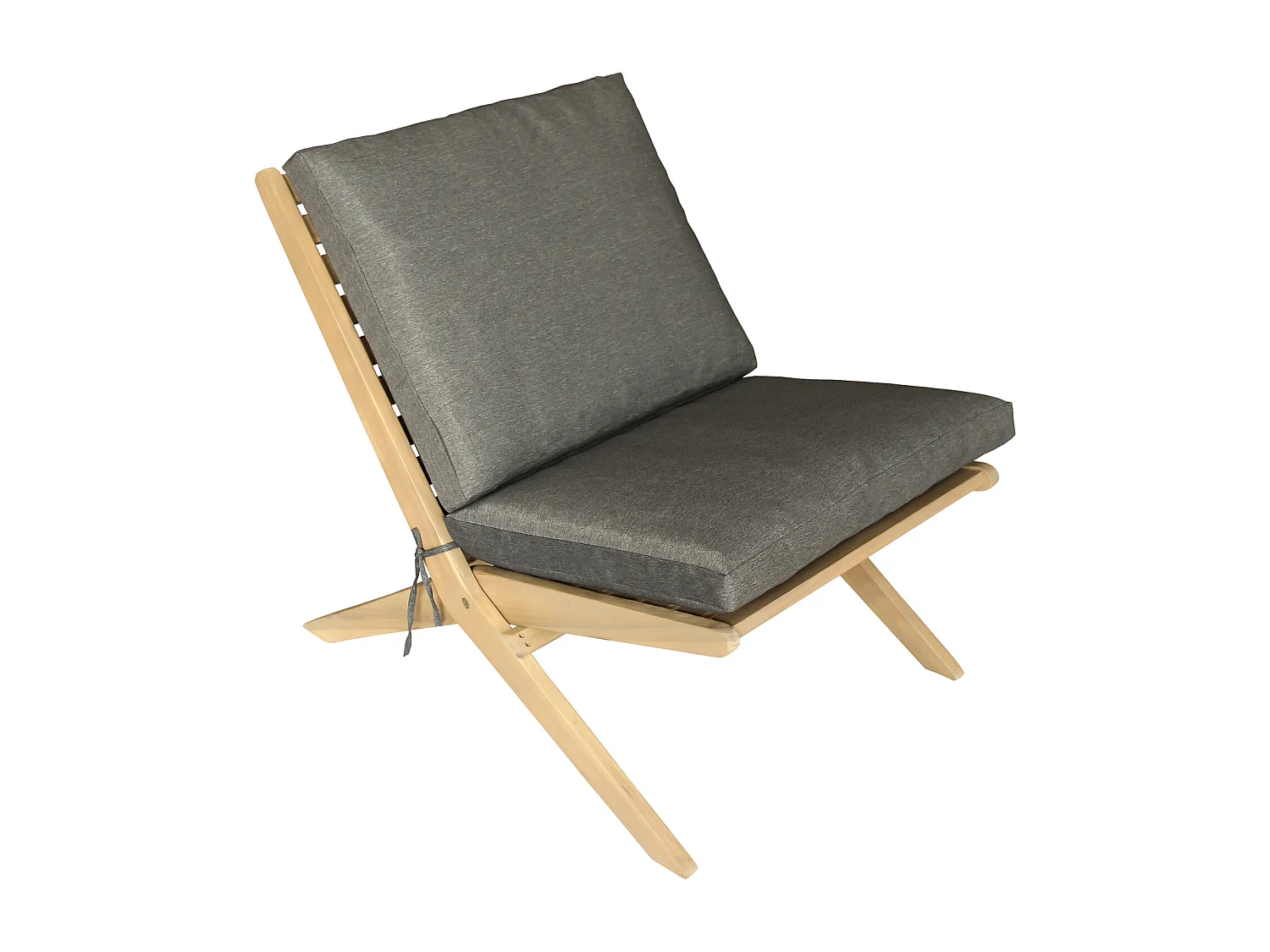 Fauteuil pliant en acacia et coussins gris FARO - HAPPY GARDEN