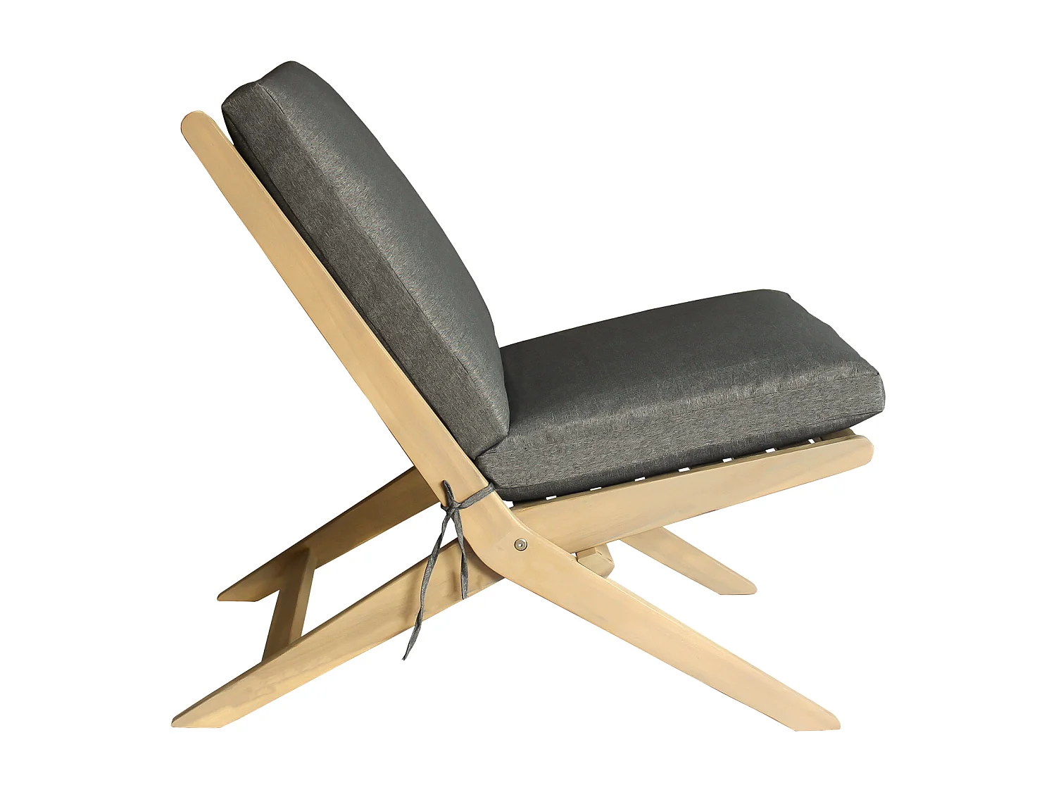 Fauteuil pliant en acacia et coussins gris FARO - HAPPY GARDEN