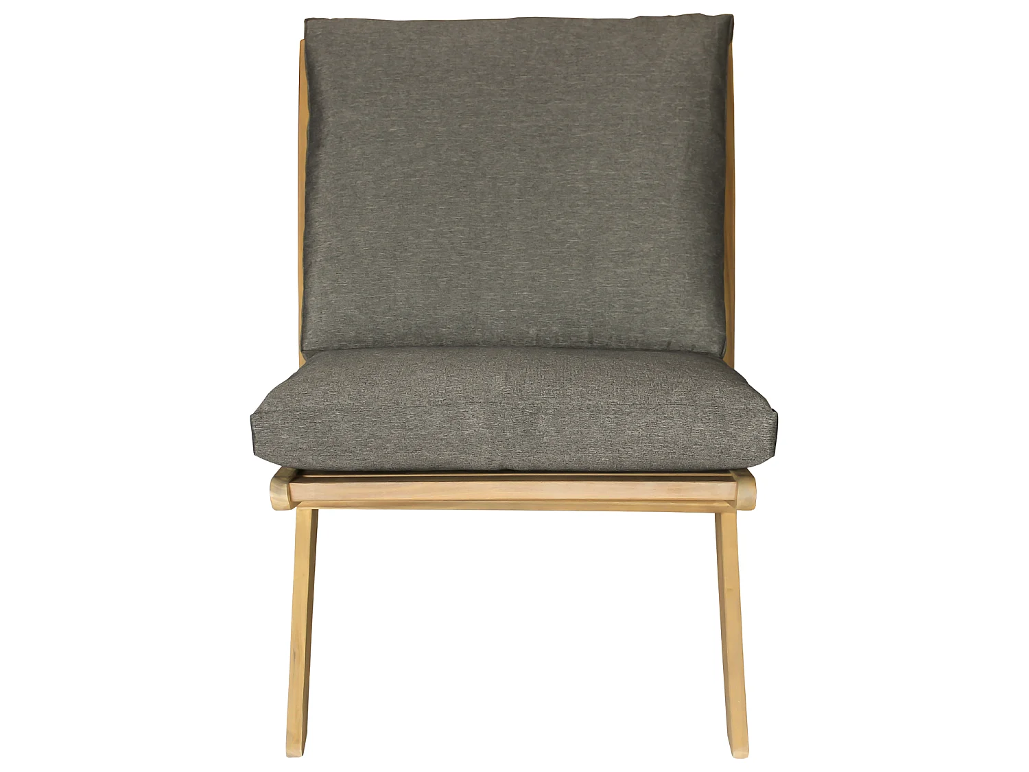 Fauteuil pliant en acacia et coussins gris FARO - HAPPY GARDEN